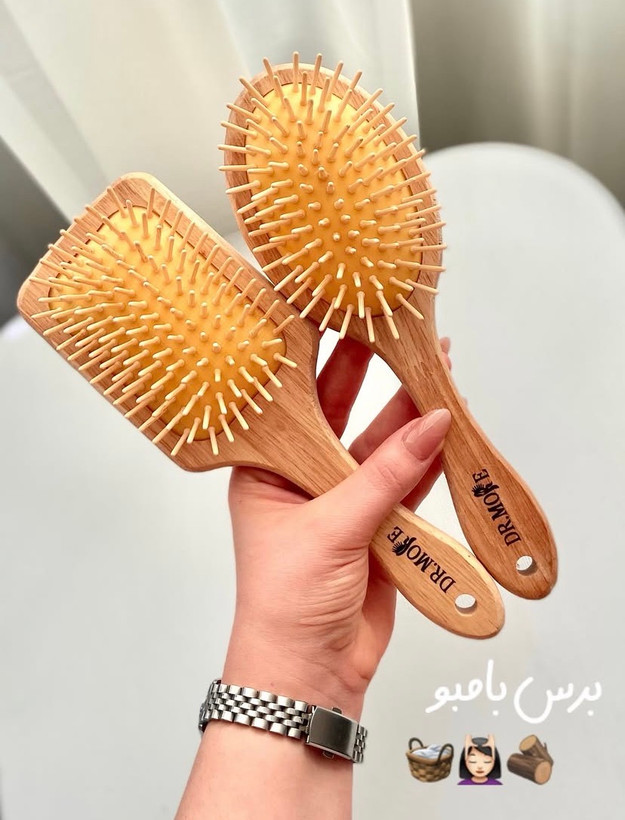 بـرس مو بامــبو چوبی سایز بزرگ